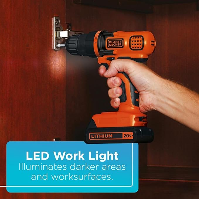 BLACK+DECKER 20V MAX Cordless Drill and Impact Driver, Power Tool Combo Kit with Battery and Charger (BD2KITCDDI)