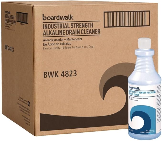 Boardwalk Industrial Strength Alkaline Drain Cleaner, 32 Oz Bottle, 12/carton