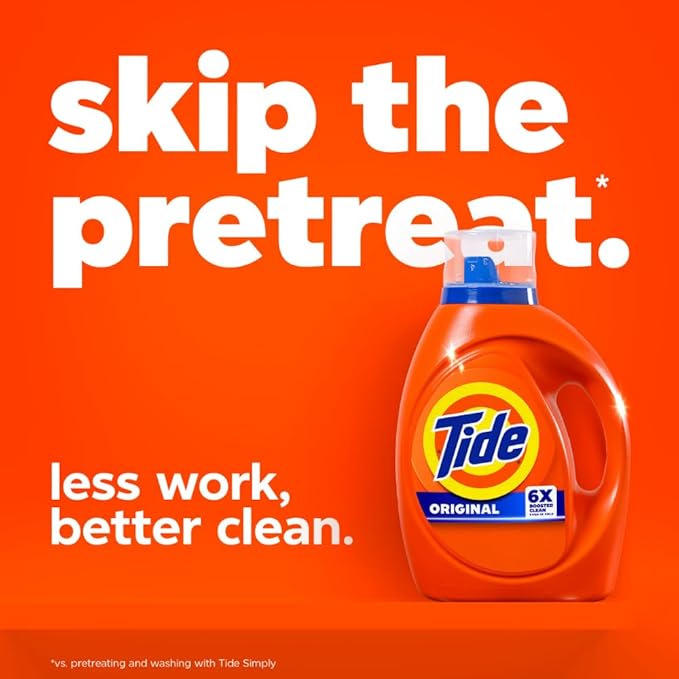Tide Laundry Detergent Liquid, Original Scent, 80 Loads, 100 FL OZ, Works on 100% of Common Stains, Laundry Soap, Liquid Laundry Detergent