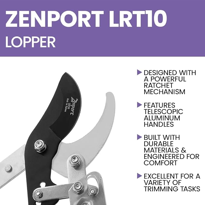 Zenport LRT10 Telescopic Ratchet Bypass Lopper, 23.5-Inch to 35.8-Inch