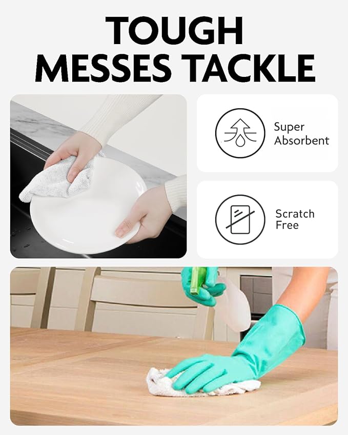 Fantasticlean Microfiber Cleaning Cloth Roll -75 Pack, Tear Away Microfiber Towels, 12" x 12", Reusable, Washable, Scratch Free, Ultra Absorbent Dishcloth for All-Around Cleaning Supplies (White)