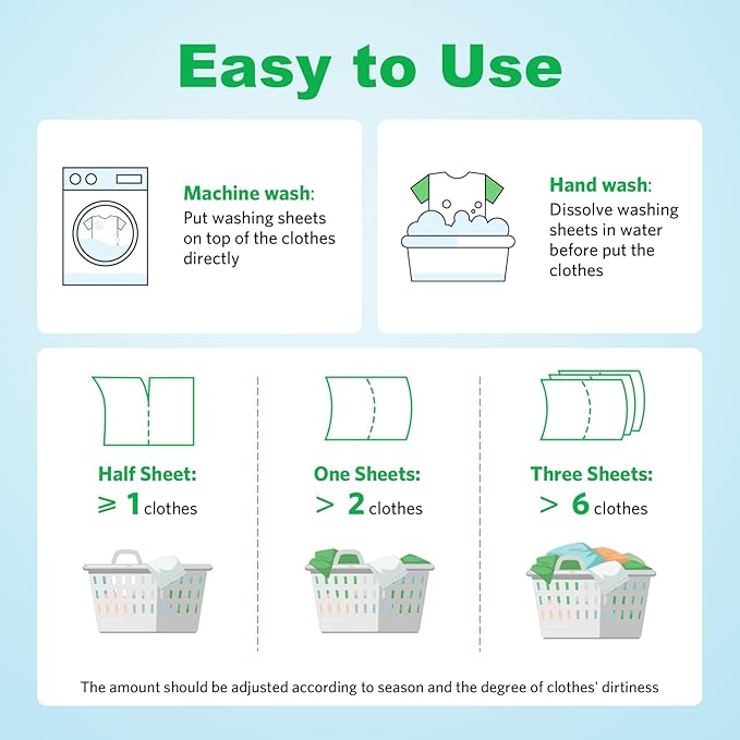 Laundry Detergent Sheets Fresh Scent 120 Loads No Plastic Jug, Travel Laundry Soap Detergent 60 Sheets