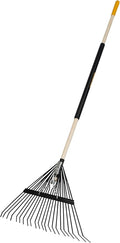 True Temper Steel Tine Leaf Rake with Hardwood/Steel Handle for Lawns, Gardening, and Dethatching, 22 Tines, Black