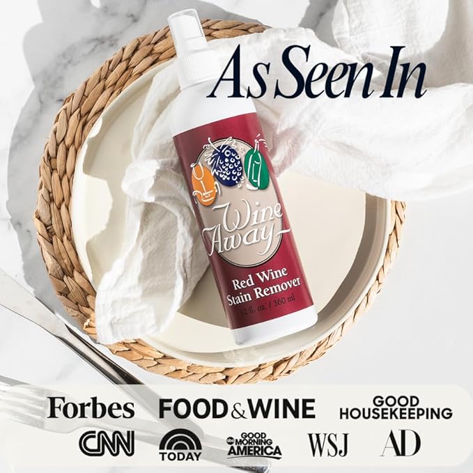 Wine Away Red Wine Stain Remover, 12oz - Removes Wine Spots, Perfect Fabric Upholstery and Carpet Cleaner Spray Solution, Spray on Stain Wash and Resolve Laundry to Vanish Stain, Citrus Scent