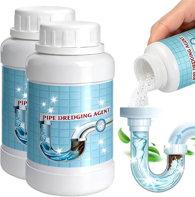 Drain Cleaner Powder, Powerful Sink Cleaner Powder Fast Foaming for Kitchen Toilet Pipeline Quick Cleaning Tool (2 Pcs)