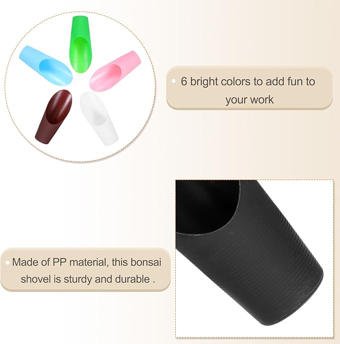 HARFINGTON Bonsai Soil Scoop 6.3" x 1.8" Plastic Colorful Mini Garden Shovel Cultivation Digging Transplanting Tools for Plant Flower Succulent Coffee Beans, Black