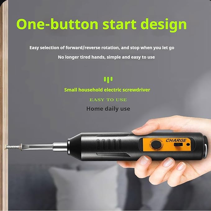 Electric Screwdriver, Mini Portable Automatic Home Repair Tool Kit with Led Light, USB Rechargeable Cordless Magnetic Screwdriver (02)