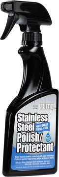 Flitz Stainless Steel Polish Protectant - 16oz Bottle, USA-Made Ceramic Coating for Stainless Steel Appliances, Repels Fingerprints & Water Spots - Aluminum & Chrome Polish & Protectant (1 Pack)