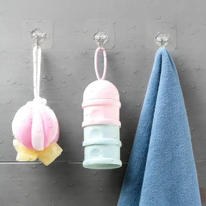 Adhesive Hooks - Heavy Duty Sticky Wall Hooks for Hanging, Removable Waterproof Hooks for Bathroom Kitchen, Damage-Free Transparent Hooks 24pcs