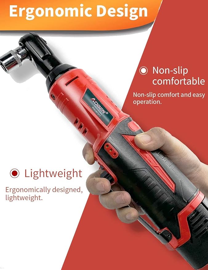 AOBEN 3/8" 12V Power Electric Ratchet Wrench Set with 1 2000mAh Lithium-Ion Battery And Charger