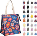 iknoe Insulated Lunch Bag for Women & Adults, 9L Foldable Wide-Open Cooler Bag with Pockets, Leakproof & Portable, for Picnic, Office, Beach(Blue flower)