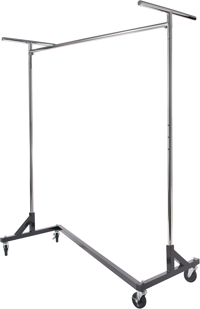 Econoco Commercial Garment Rack - Rolling Clothes Rack, Heavy Duty (Z Rack with Garment Cover, Black)