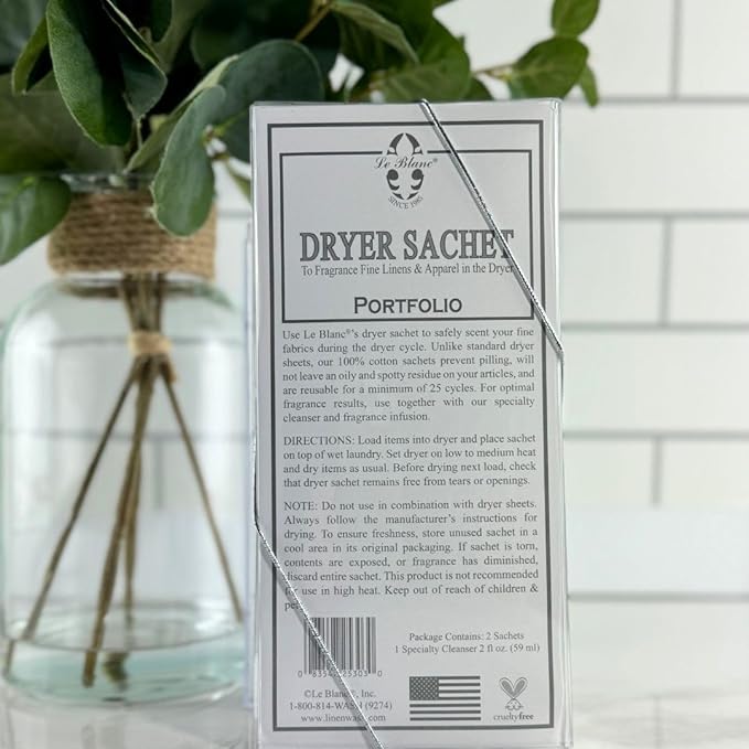 Le Blanc® Portfolio Double Pack Dryer Sachet - Luxury Scented Fabric Sachet for Your Dryer (1 Pack)