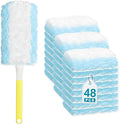 JOYMOOP Disposable Duster for Cleaning, with 1 Handles & 48 Ct Blue Heavy Duty Refills for Swiffer Feather Duster, Household Cleaning Tool for Electronics, Dusting Furniture, Blinds, Pet Hair