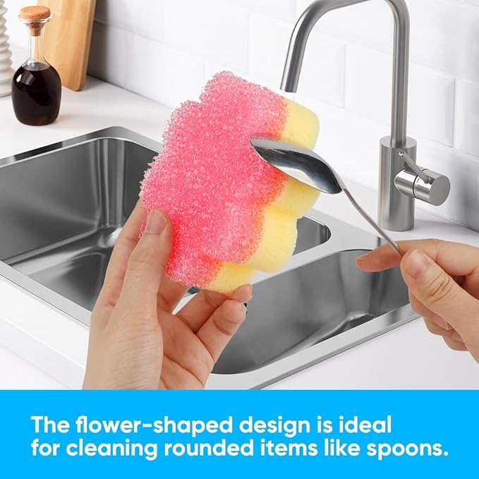 Scrub Sponge, Dual-Sided Temperature-Responsive Scrubber - Non-Scratch - Multipurpose Dish Sponges for Kitchens, Bathrooms, and Outdoor Use - 3 Pack