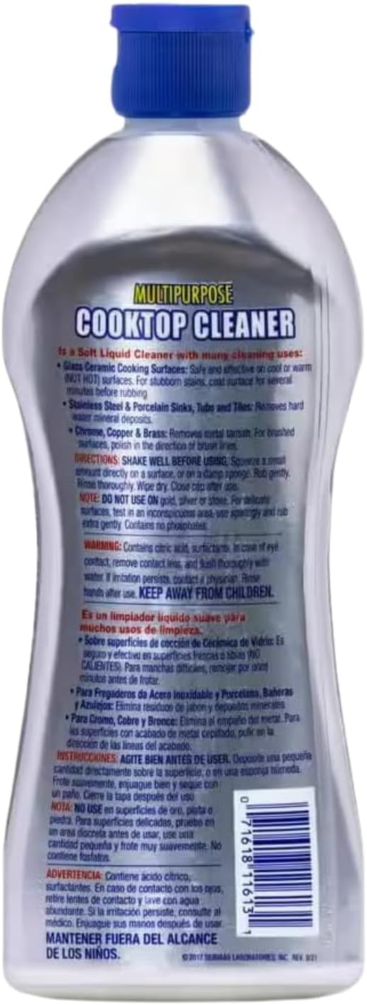 1 pack Bar-Keeperr’s-Friend Cooktop Cleaner 13 oz + 14x14 Microfiber Cloth – 1-Piece Set