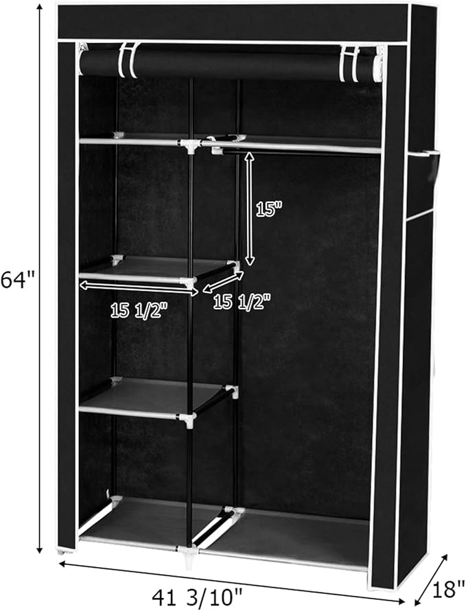 Portable Closet Wardrobe Closet for Hanging Clothes, Closet Organizer Storage Large Wardrobe Closet Free Standing Clothes Rack Clothes Storage Organizer for Bedroom Living Room