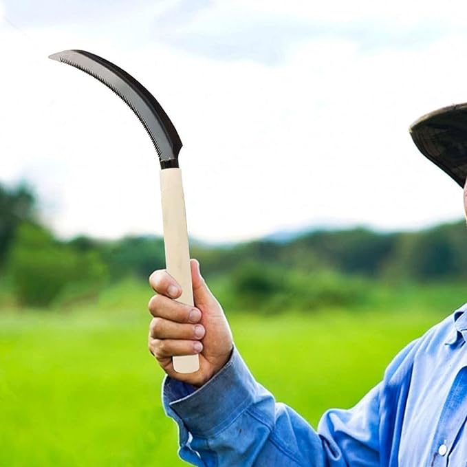 Kana Hoe 217 Japanese Garden Tool - Hand Hoe/Sickle is Perfect for Weeding and Cultivating. The Blade Edge is Very Sharp., Beige-a,