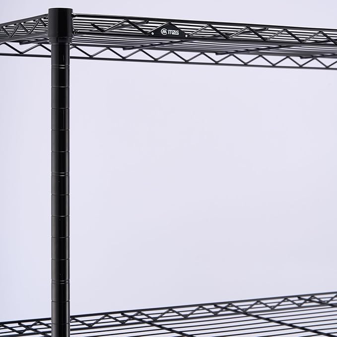 M MZG 3 Tier Shelf Metal Storage Shelves Wire Rack Closet Organizers with Wheel for Garage Kitchen Bathroom Laundry Black 11.8" D x 17.7" W x 29.8" H