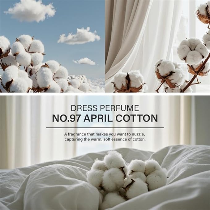 W.Dressroom No.97 April Cotton Perfume (5.28 oz) – Living Clear Perfume, Body Mist & Fabric Spray for Clothes, Bedding & Room, Water-Based, Travel Size