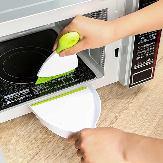 Small Hand Dust Pan and Brush - Small Broom and Dustpan Set, Mini Broom and Dustpan, Compact Dustpans and Brush for Home Cleaning, Sofa, Desk, Guinea Pig Cage, Cat Litter, etc. (Green 3 Set)