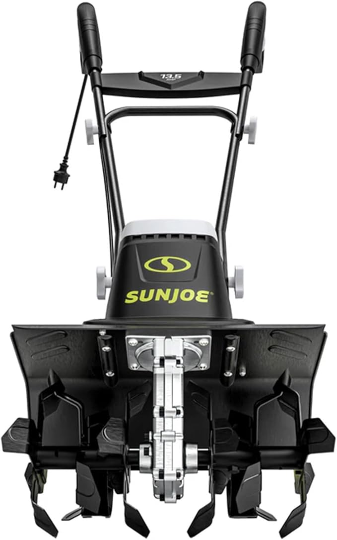 Sun Joe Corded Electric Garden Tiller & Cultivator with Steel Tines, 16 Inch, 13.5-Amp Motor - Heavy-Duty Tilling Machine for Lawn, Yard, and Gardening Care, TJ604E