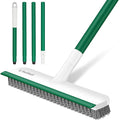 SetSail Upgraded Large 12 in Wide Floor Scrub Brush with 51-Inch Long Adjustable Handle 2 in 1 Scrape Brush Stiff Bristle Floor Scrubber for Cleaning Shower Bathroom Garage Kitchen Wall Deck Tub Tile
