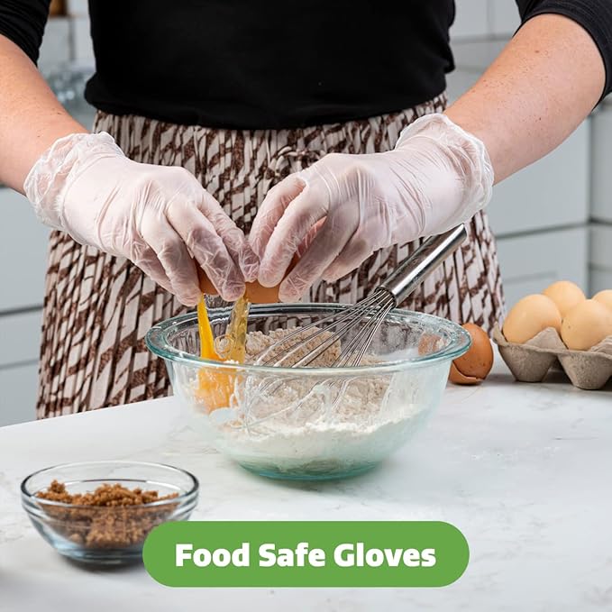 GUSTO Disposable Vinyl Gloves – Clear, Latex-Free, Powder-Free, BPA-Free – Safe for Food Handling, Cooking & Cleaning