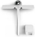 GÜTEWERK Silicone Shower Squeegee for Glass Doors & Mirrors with Stainless Steel Core, Streak-Free & No-Squeak Window Cleaning, 3-in-1 No-Drill Mount (Hook/Suction/Adhesive),White, 9 Inches