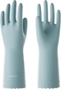 LANON wahoo Skin-Friendly Cleaning Gloves, Dishwashing Kitchen Gloves with Cotton Flocked Liner, Reusable, Non-Slip, Surf Spray, Medium