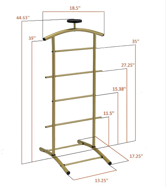 Kings Brand Furniture - Menros Metal Suit Valet Stand, Clothes Rack (Gold)