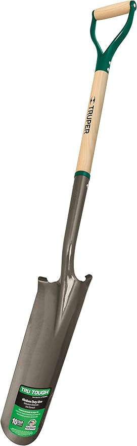 Truper 31284 Tru Tough 16-Inch Drain Spade, Steel D-Handle, 30-Inch