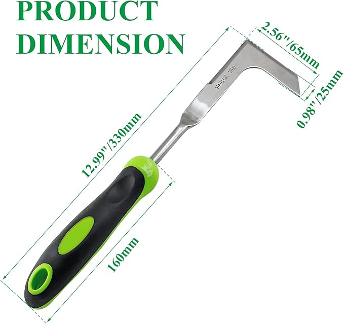 1 Pieces Hand Weed Puller Tool, Stainless Steel L Shape Garden Weed Remover Tool, Garden Weeder Tool for Lawn Farmland Transplant Gardening Plant Tool