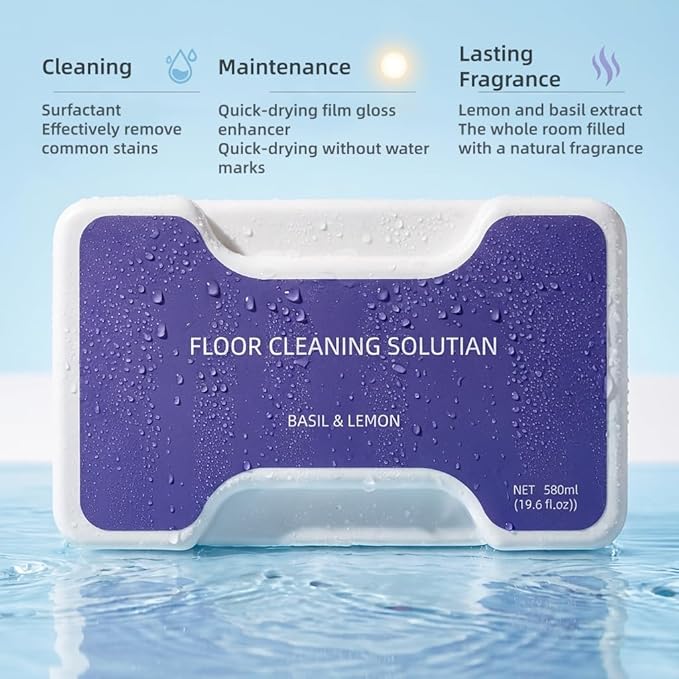 Robot Vacuum and Mop Floor Detergent Compatible For Narwal Freo Z Ultra/Freo Z10,580ml Lemon and Basil Scent Floor Cleaner.(2 Bottle)