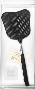 MYSTICHOME Fly Swatter 1 Pack, Durable Heavy Duty Plastic Fly Swatters, Stainless Steel Telescopic FlySwatter for Indoors/Outdoor/Kitchen/Garden(Black)