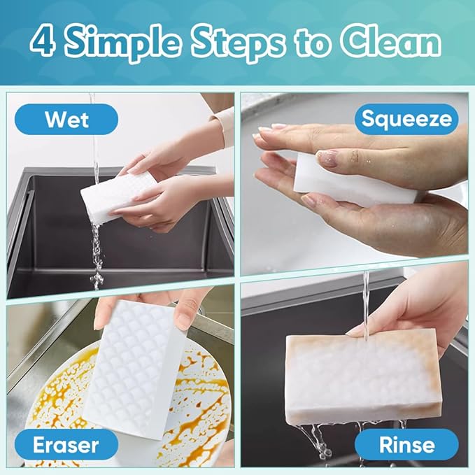 GLIMGLINT 12PK Magic Sponges Cleaning Eraser, Powerful Scrubber Foam Pads, 2X Density Stronger Sponge for Household, Multi-Surface Cleaning Supplies for Kitchen, Furniture, Bathroom, Sink, Wall, Boat