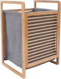 One-Section Organizer Storage Shelf with Bamboo Frame and Baskets Storage Drawers Unit,Laundry Towel Hamper Cabinet Tower One Part Compartment Sorter Basket