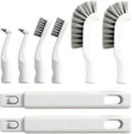 Small Scrub Brush, Hard Bristle Crevice Cleaning Brush Set with 6Pcs Brush Heads & 2Pcs Handles, Multifunctional Grout Scrubber Tools for Kitchen, Bathroom, Sink, Corner, Mug and Blender