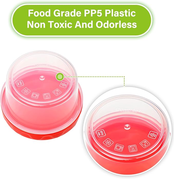 EONJOE 2 oz Plastic Containers with Lids Small Salad Dressing Container To Go Condiment Sauce Dipping Cups Jars Airtight,6-pack