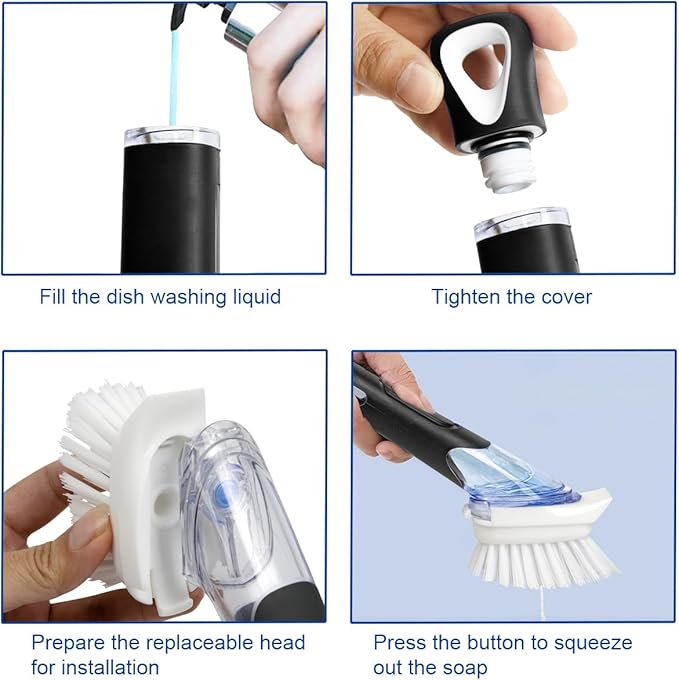 CELOX Dish Brush with Soap Dispenser, Soap Dispensing Dish Brush for Pot Pan Sink Cleaning