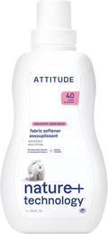 ATTITUDE Liquid Fabric Softener, Plant-Based & Vegan, HE Compatible, Naturally Derived, Unscented, 40 Loads, 33.8 Fl Oz