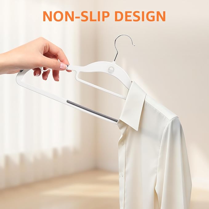 Yolife Cascading Plastic Clothes Hangers 20 Pack with Inner Hook for Vertical Storage, Slim Space Saving Hangers with Non-Slip Pads, 360° Swivel Metal Hook, Versatile, White & Gray