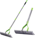 WORKPRO Thatch Rake, 15-Inch Thatching Rake for Lawns, Heavy Duty Dethatcher Rakes with 5FT Handle, Dethatching Rakes with Adjustable Head for Removing Dead Grass and Clippings, Loosening Soil