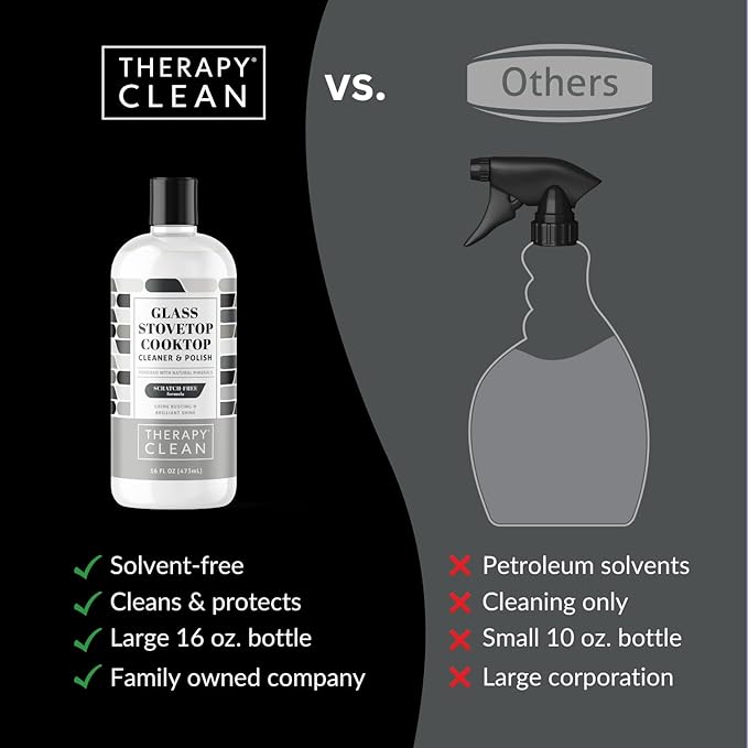 Therapy Glass Stove Top Cleaner 16 fl oz. (2 Pack) - Safe for Ceramic, Electric, Induction Stovetops