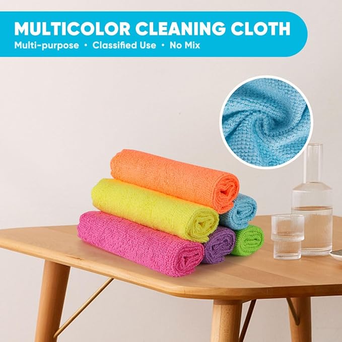 Orighty Microfiber Cleaning Cloth, 50 Pack Highly Absorbent Cleaning Supplies, Lint Free Kitchen Towels Cleaning Rags, Microfiber Towels for Cars, House, Window, 12x11 inch
