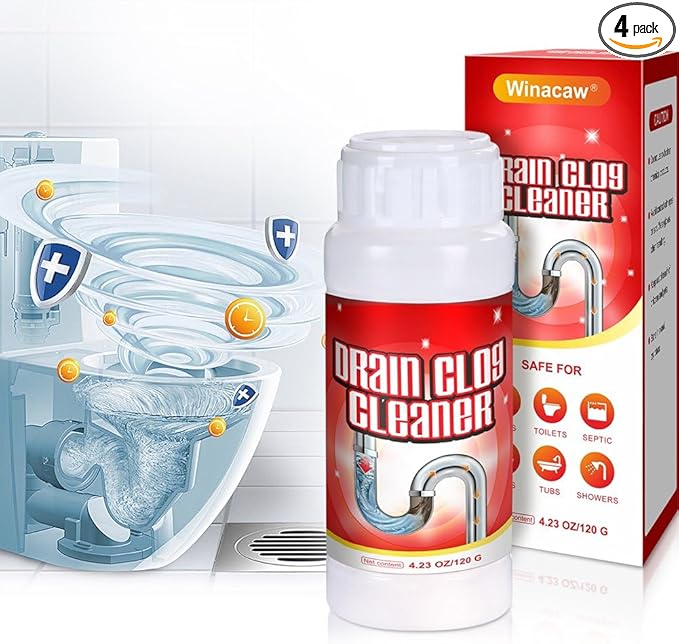 4Pack Safe & Powerful Upgraded Sink Drain Cleaner - Multi-Purpose Pipe Unclogging Agent for Kitchen and Home Drains