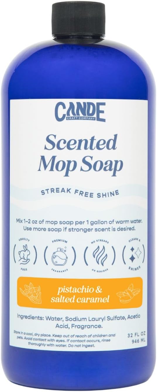 CANDE Mop Soap - Highly Scented Mop Soap, Luxury Floor Cleaner, Premium Fragranced Floor, Streak-Free Shine, 32 oz (Pistachio & Salted Caramel)