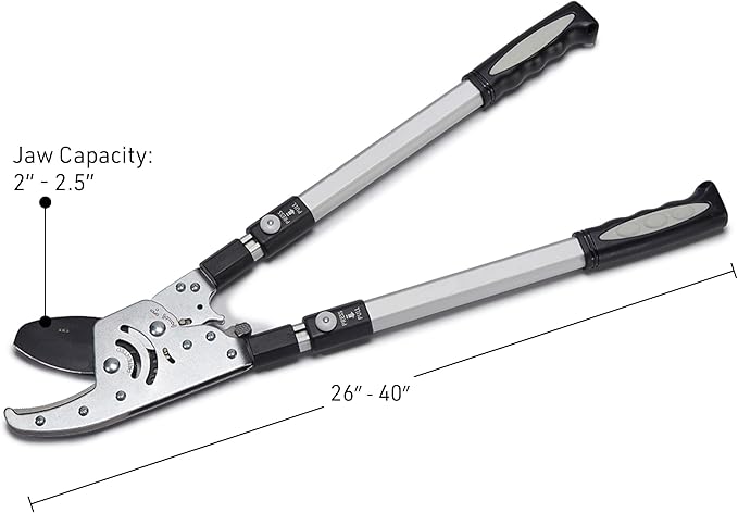 Tree Trimmer Loppers - Double Ratcheting Anvil Lopper - Extendable 26" - 40" Long Handles - Loppers for Tree Trimming Heavy Duty by Kings County Tools