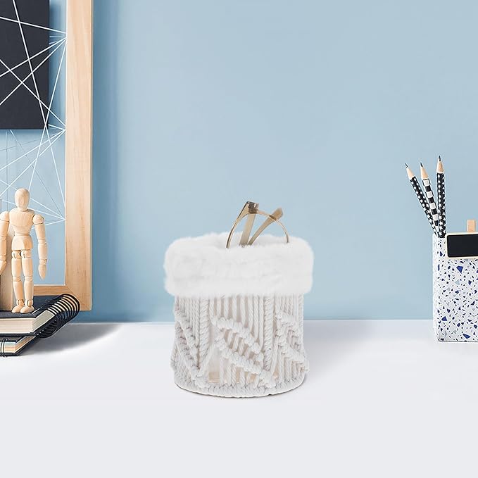 Boho Eyeglass Holder Stand with Cotton Rope Sunglasses Organizer Box for Home Desk Nightstand Eyewear Storage Leaf Pattern Creative Decor