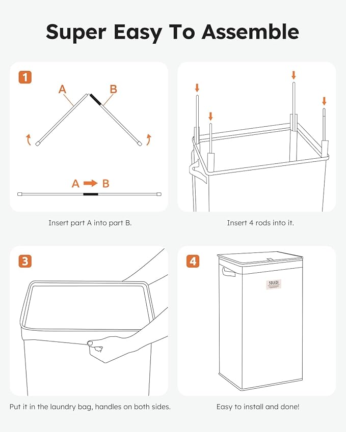 SOLEDI Laundry Hamper with Lid 100L Large & Tall Collapsible Laundry Basket, Clothes Hamper with Bag Removable Easy to Carry, Dirty Hampers for Bedroom, Bathroom, Dorm, College, Pitch Black